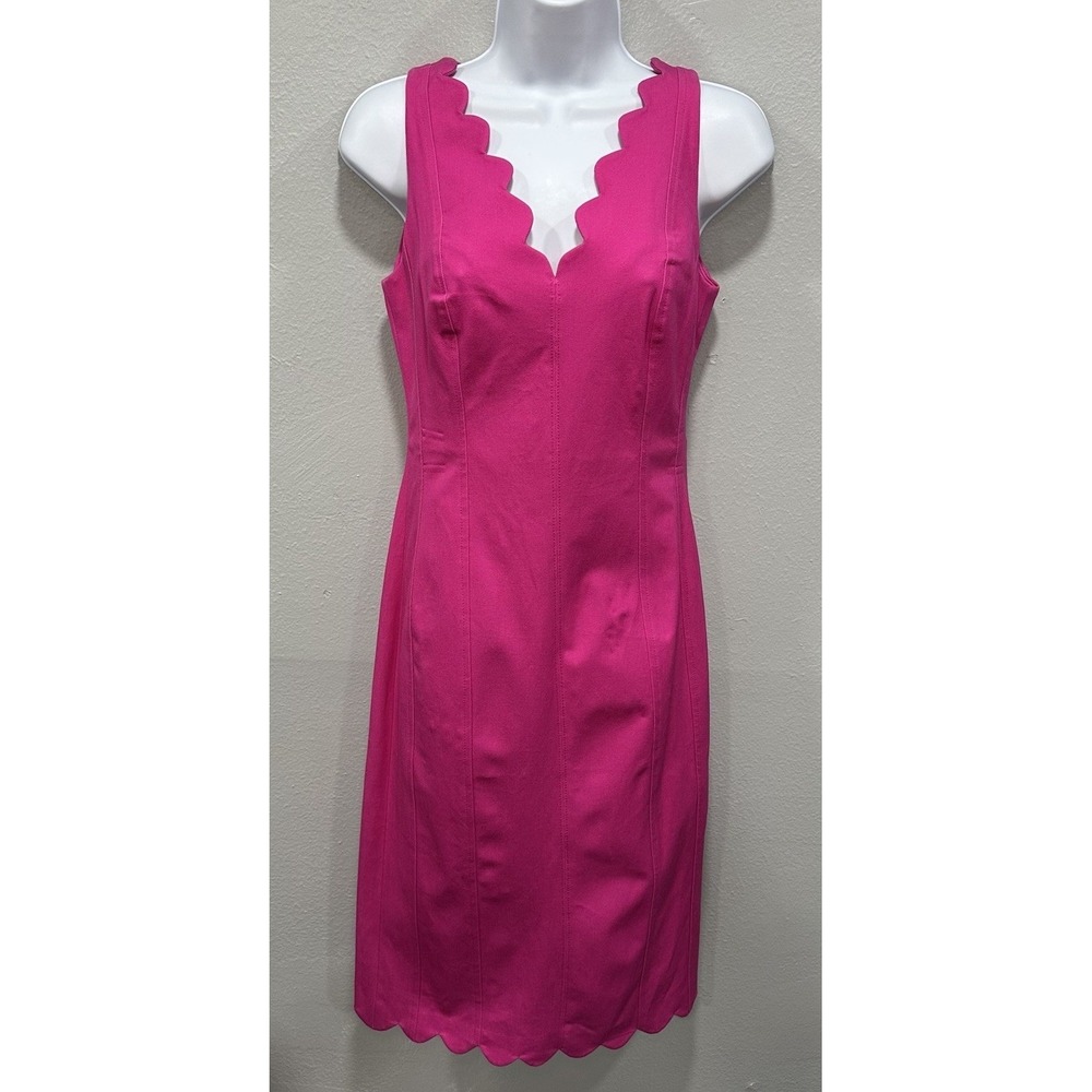 Banana Republic Midi Dress Women's Sz 0 Fuschia Pencil Sleeveless Stretch Zip Up